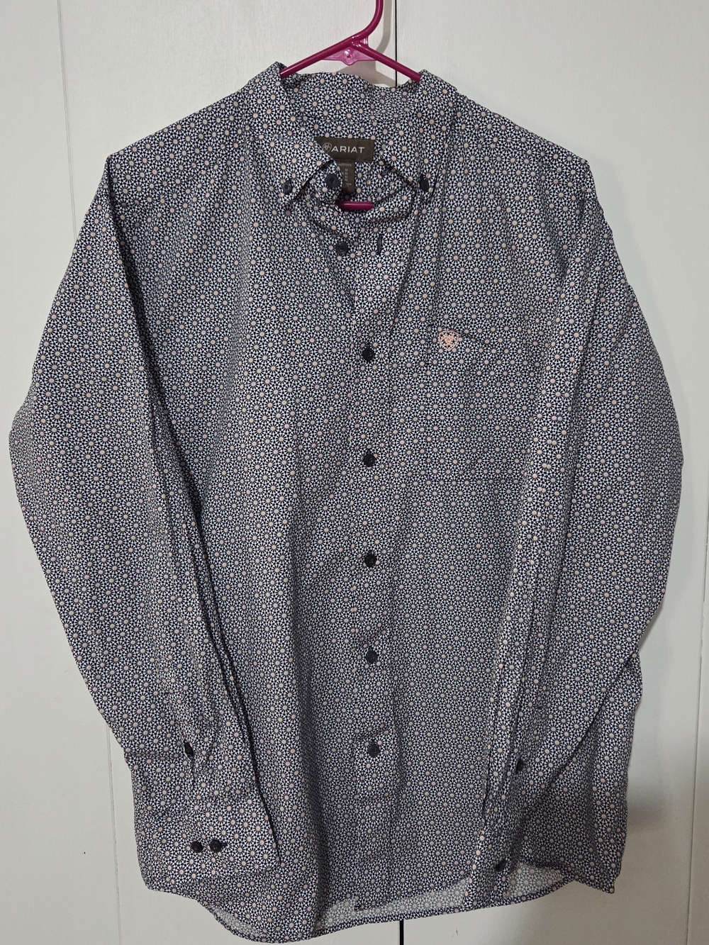 Ariat Men's LS Western Button Down Geometric Medallion Shirt Size M 100% Cotton